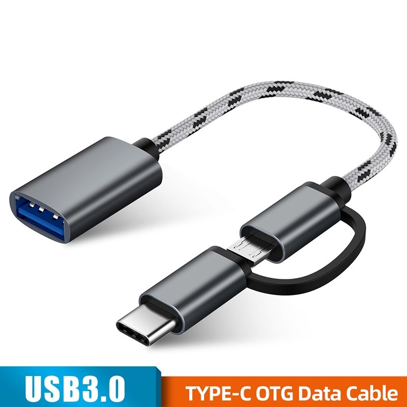 2 in 1 Micro and Type C 3.0 Interface to Female USB type A cable 2.4A ...